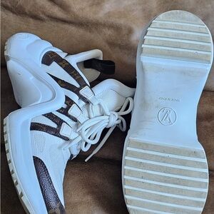 Louis Vuitton White and Brown Athletic Shoes